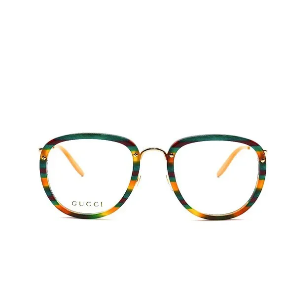 NEW GUCCI GG0675o 004 STRIPE HAVANA AUTHENTIC EYEGLASSES FRAME - Picture 5 of 13